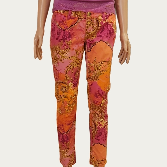 Decree Women's Skinny Jeans - Vibrant Pink and Orange, Sz 7, EUC - Picture 4 of 10